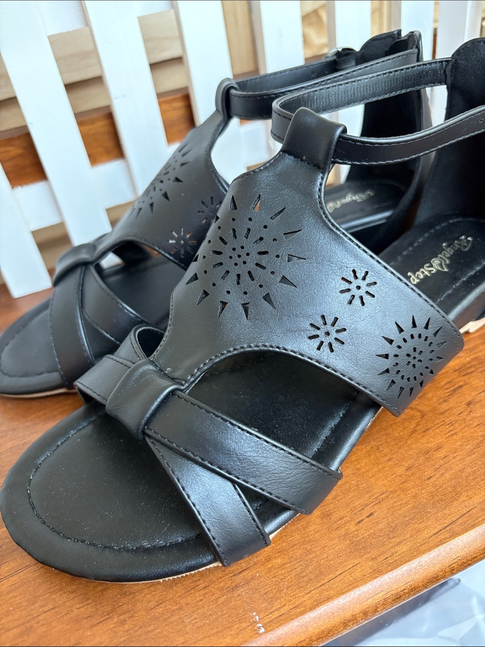 VTG Sunburst Gladiator Black Ankle Sandals 8 Wide - Picture 5 of 13
